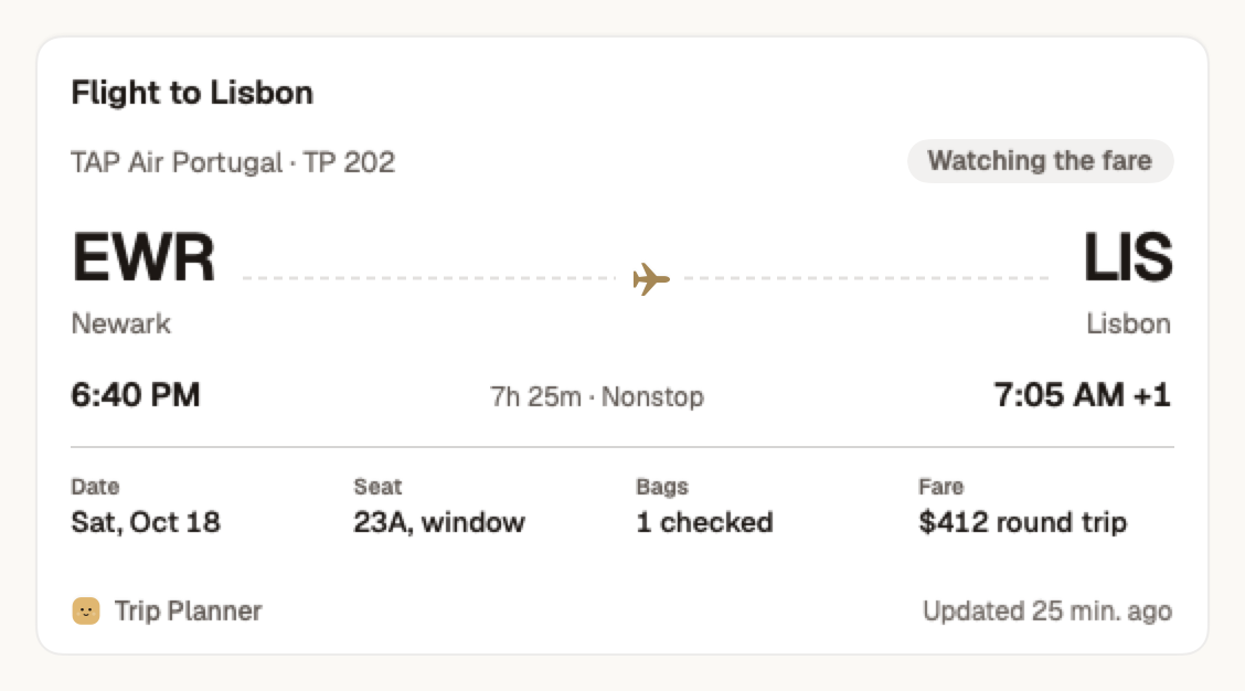 The Flight widget