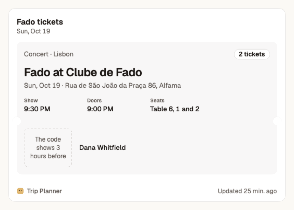 The Ticket widget